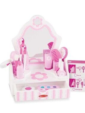 Melissa & Doug Wooden Beauty Salon Play Set Vanity Toy